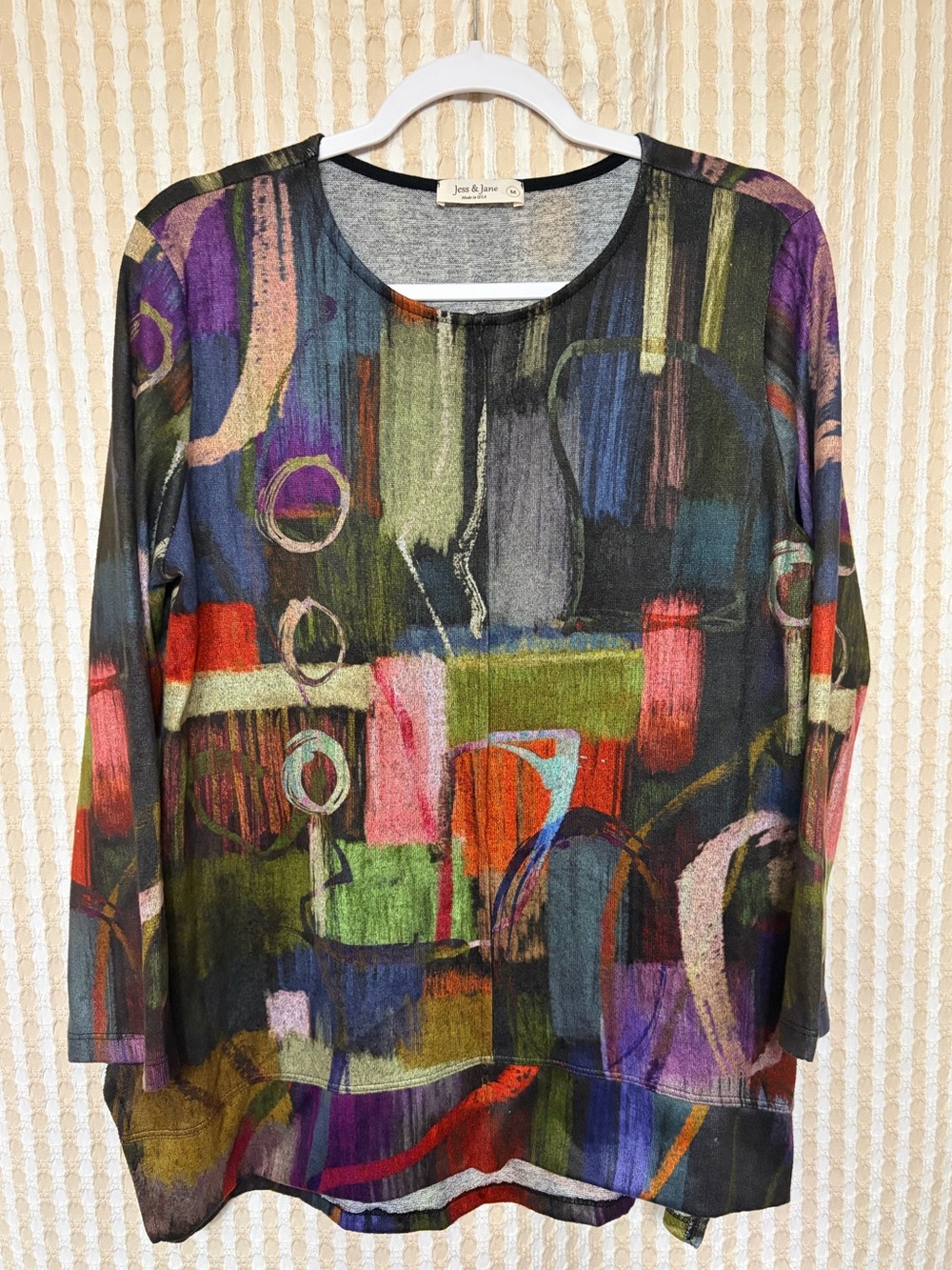 Multicolor Abstract Print Long Sleeve Top - Vibrant